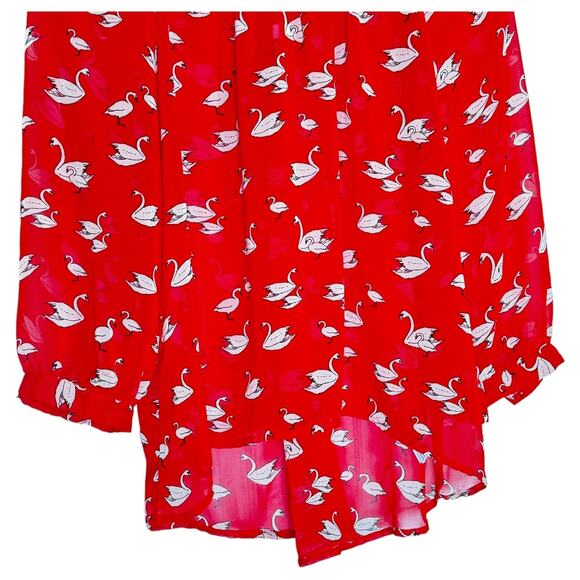 Women's Top XXI Red Swan Boho Chic Funky Top Blouse Large - Picture 7 of 7